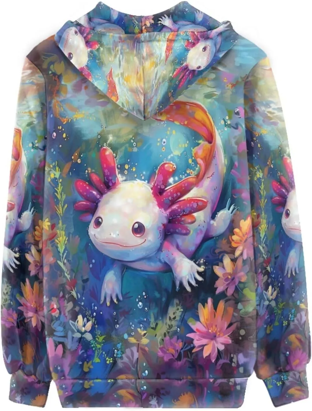 PinUp Angel Full Zip Up Hoodie Women Goth Sweatshirt Long Sleeve Art Animal Oil Painting Graphic Jacket Streetwear