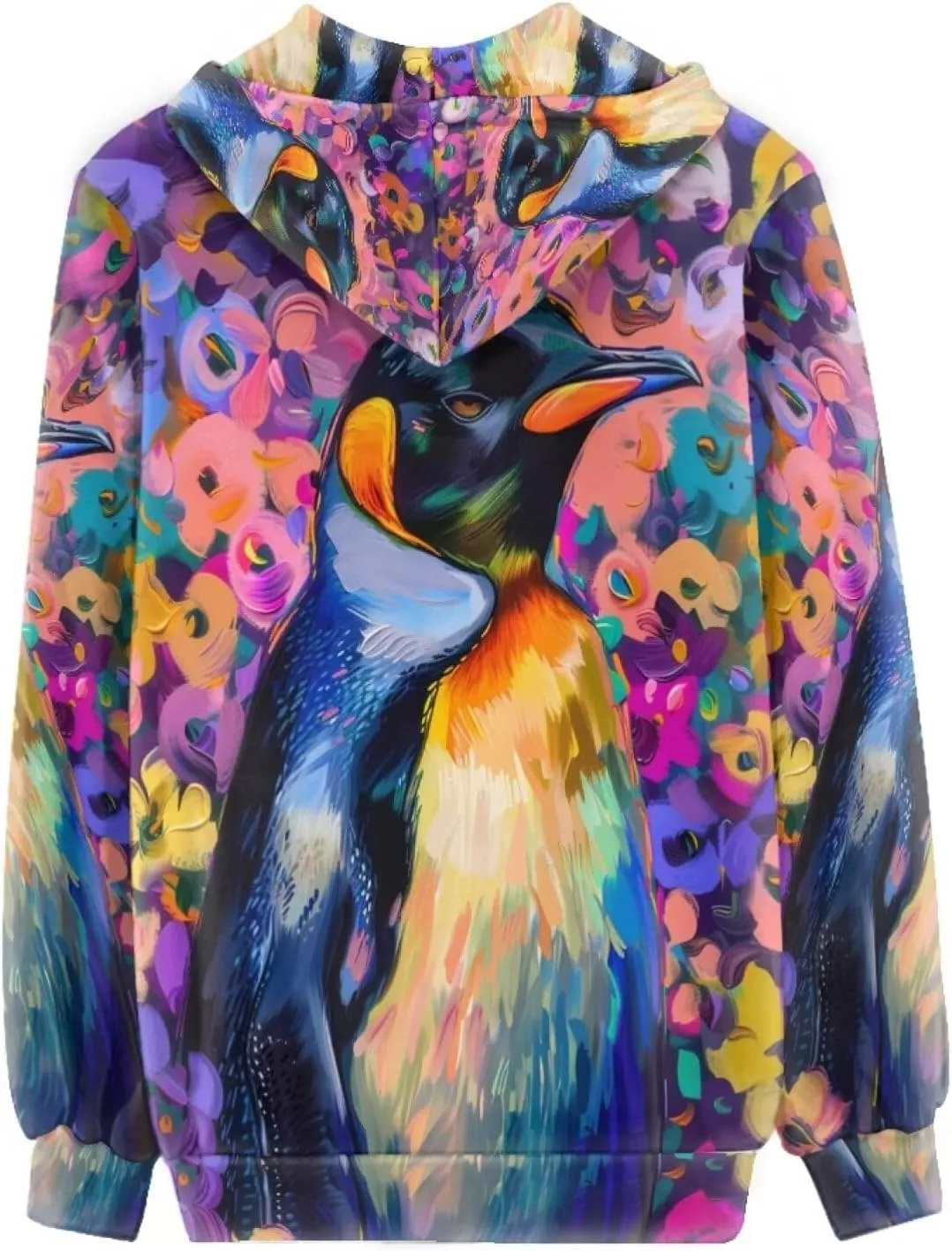 PinUp Angel Full Zip Up Hoodie Women Goth Sweatshirt Long Sleeve Art Animal Oil Painting Graphic Jacket Streetwear