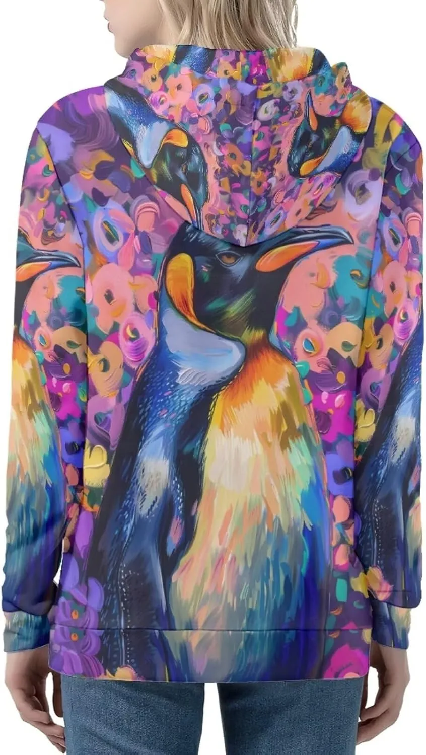 PinUp Angel Full Zip Up Hoodie Women Goth Sweatshirt Long Sleeve Art Animal Oil Painting Graphic Jacket Streetwear
