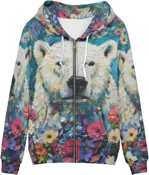PinUp Angel Full Zip Up Hoodie Women Goth Sweatshirt Long Sleeve Art Animal Oil Painting Graphic Jacket Streetwear