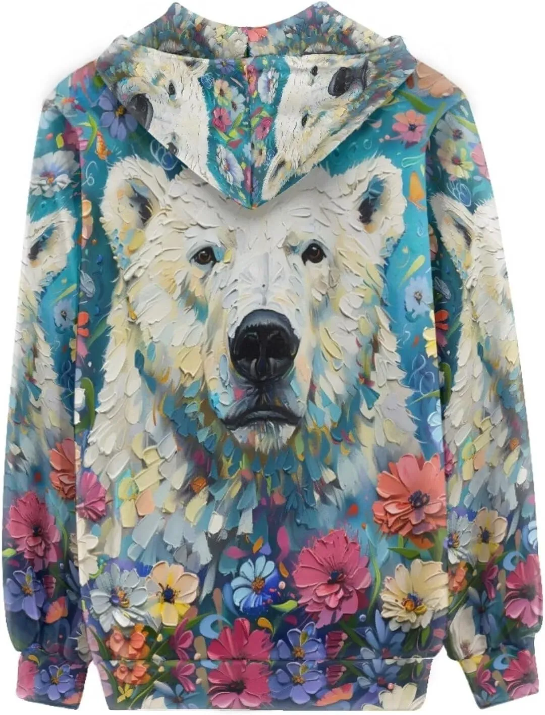 PinUp Angel Full Zip Up Hoodie Women Goth Sweatshirt Long Sleeve Art Animal Oil Painting Graphic Jacket Streetwear