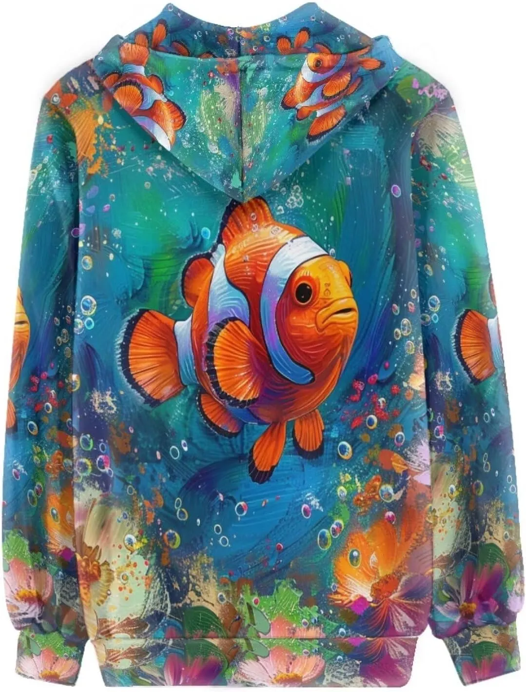 PinUp Angel Full Zip Up Hoodie Women Goth Sweatshirt Long Sleeve Art Animal Oil Painting Graphic Jacket Streetwear