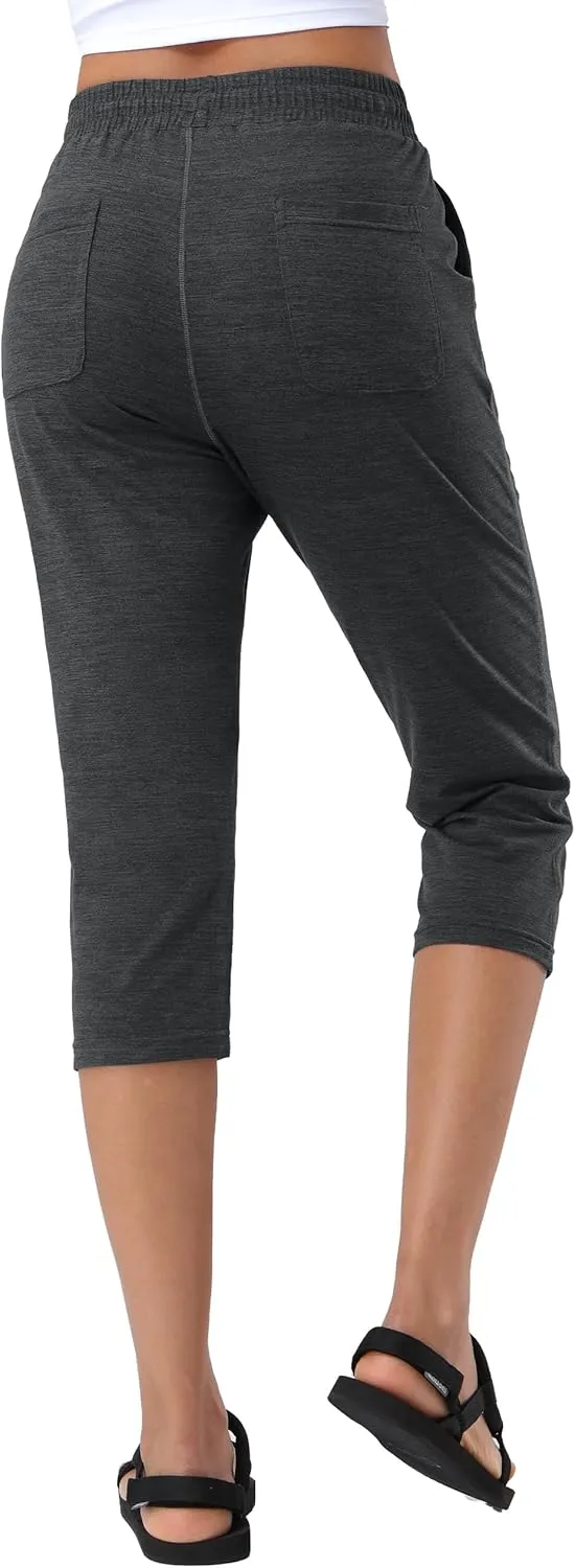 Pioneer Camp Women's Capri Yoga Pants Wide Leg Loose Stretch Athletic Sweatpants Causal Cropped Pajama Pants with Pockets