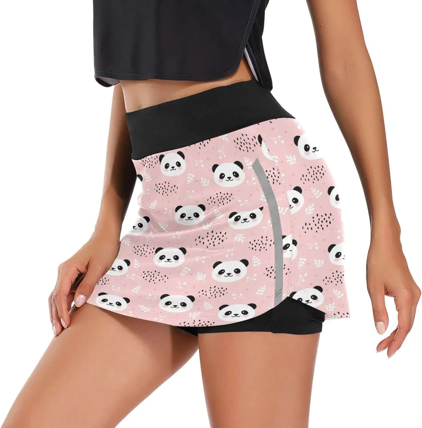 Plaaee Tennis Skorts Skirts for Women Squares Checkered Lattice Orange White Athletic Skort Workout Sports Skirt S