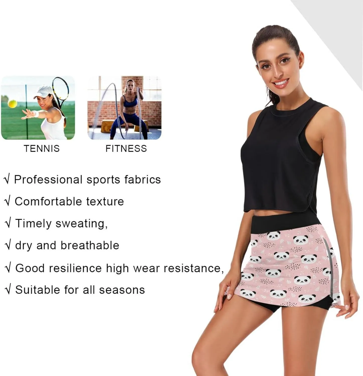 Plaaee Tennis Skorts Skirts for Women Squares Checkered Lattice Orange White Athletic Skort Workout Sports Skirt S