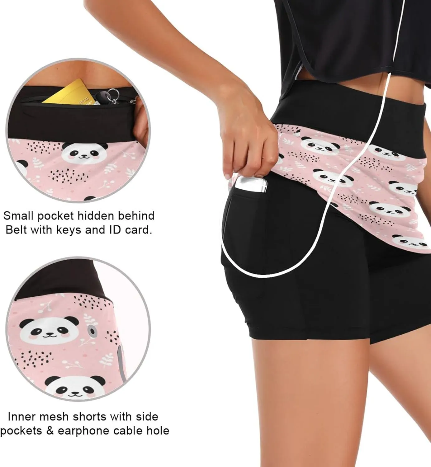 Plaaee Tennis Skorts Skirts for Women Squares Checkered Lattice Orange White Athletic Skort Workout Sports Skirt S
