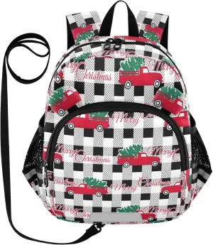 Plaid Christmas Old Truck Gift Little Kid Toddler Backpack Baby Boys Girls Kindergarten Pre School Bags Cute Cartoon Backpacks for children
