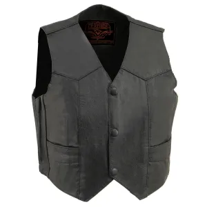 PLAIN SH2011 Kids Black Classic Three Snap Leather Vest
