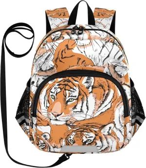 Portrait Of Tigers Little Kid Toddler Backpack Baby Boys Girls Kindergarten Pre School Bags Cute Cartoon Backpacks for children