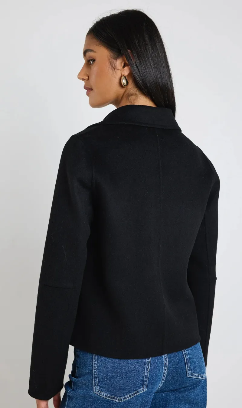 Prestige Wool Blend Coat | Black Marle