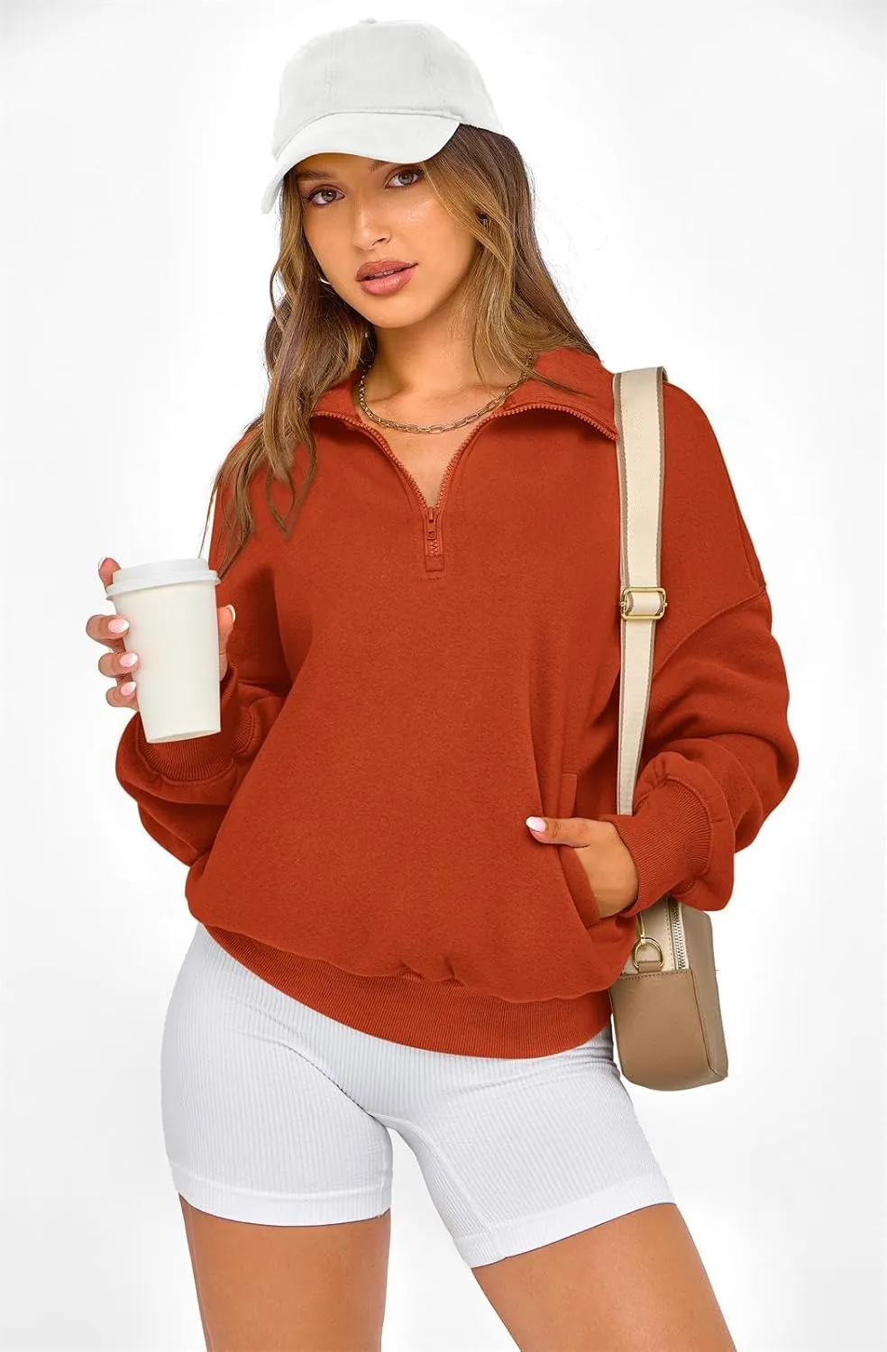 PRETTYGARDEN Womens Half Zip Sweatshirts Fleece Hoodies 2024 Trendy Long Sleeve Pullover Tops Fall Winter Outfits with Pocket