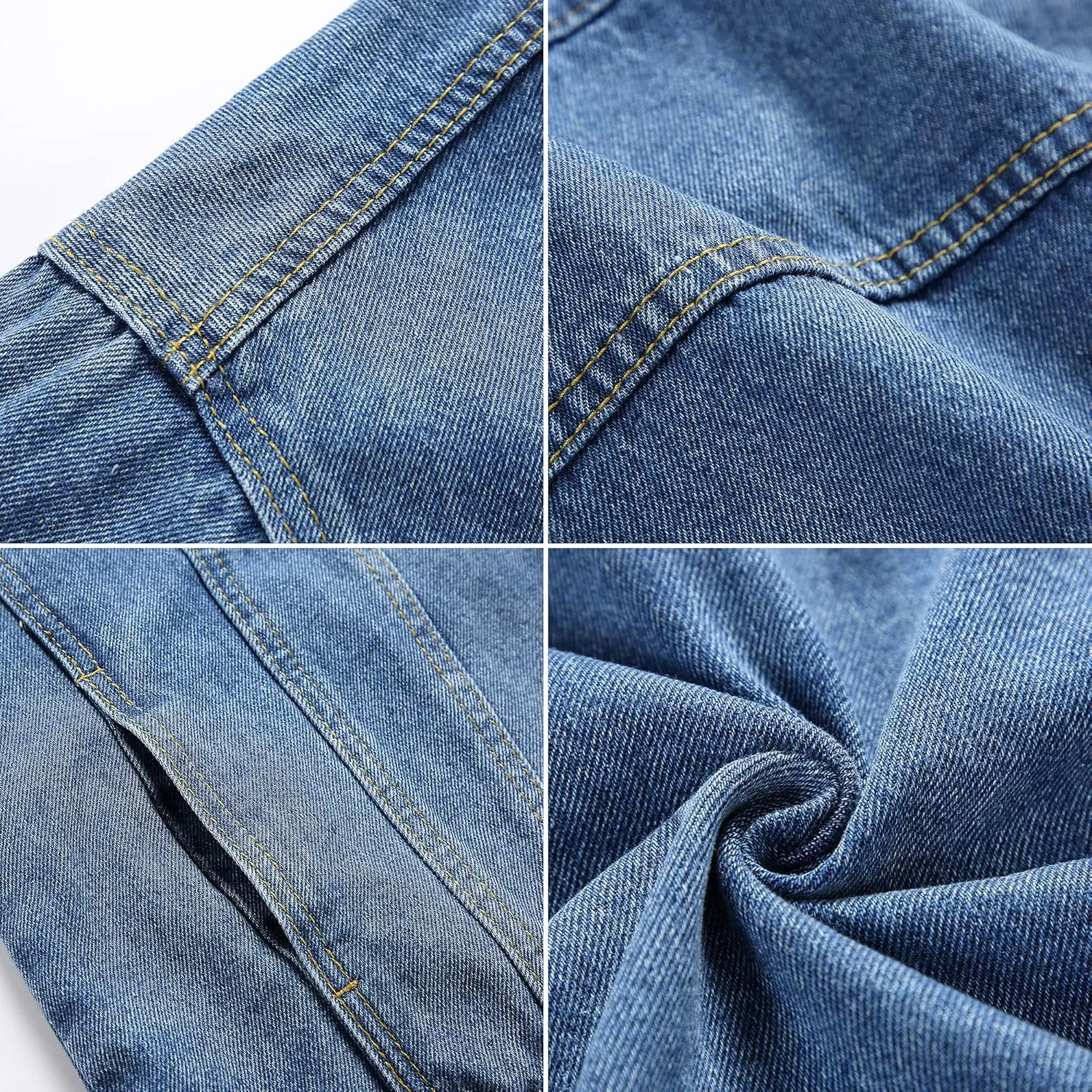 PRIJOUHE Mens Jean Jacket Casual Loose Fit Button Down Denim Trucker Jacket Coat With Multiple Colors