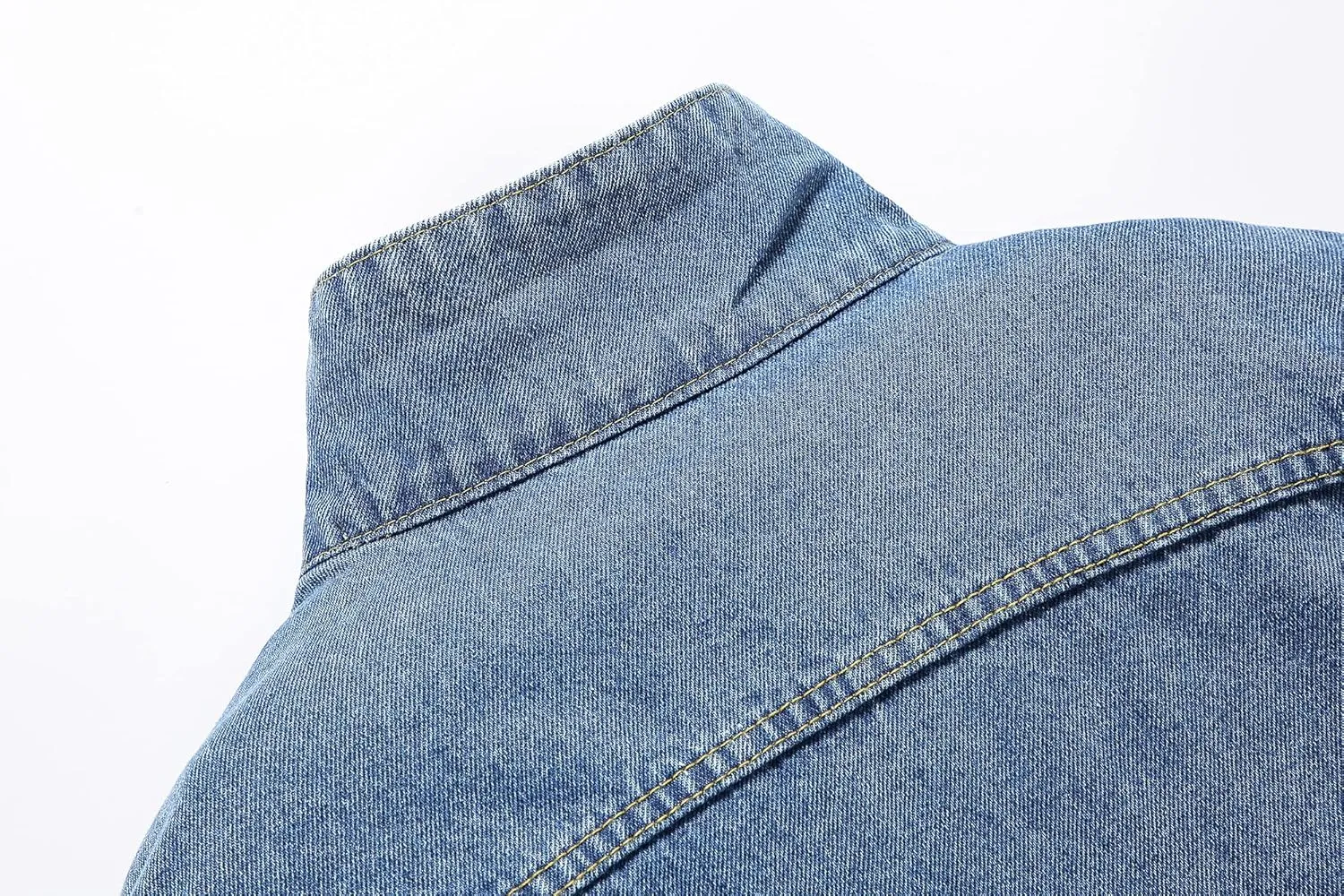PRIJOUHE Mens Jean Jacket Casual Loose Fit Button Down Denim Trucker Jacket Coat With Multiple Colors