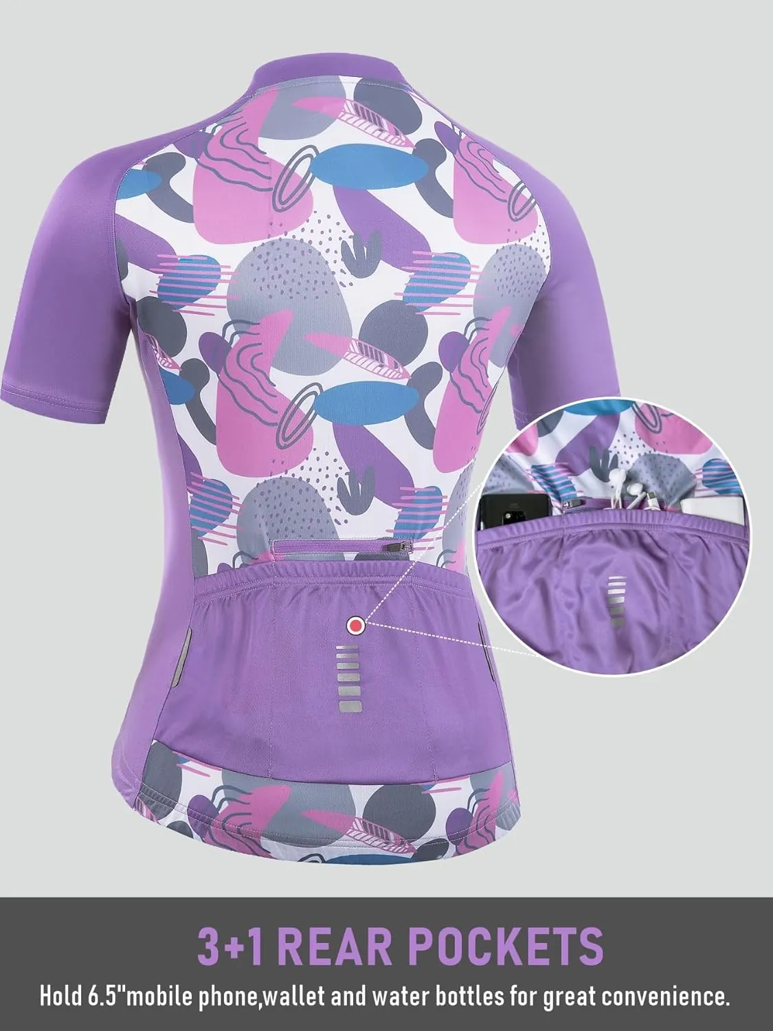 qualidyne Women's Cycling Jersey Short Sleeve with Rear Pockets Full Zipper Bike Shirts Quick Dry Biking Bicycle Jersey