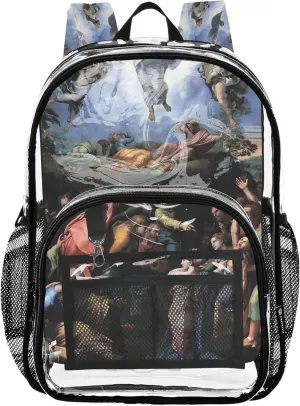 Raphael Painting Transfiguration Clear Backpack for Women Kids Backpack for Girls School Clear Plastic Bag Pvc