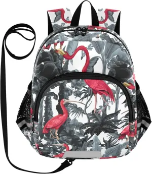 Red Flamingos Tropical Little Kid Toddler Backpack Baby Boys Girls Kindergarten Pre School Bags Cute Cartoon Backpacks for children