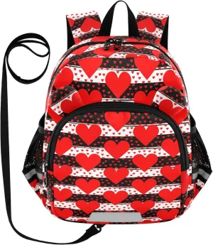 Red Hearts Stripes Black Little Kid Toddler Backpack Baby Boys Girls Kindergarten Pre School Bags Cute Cartoon Backpacks for children