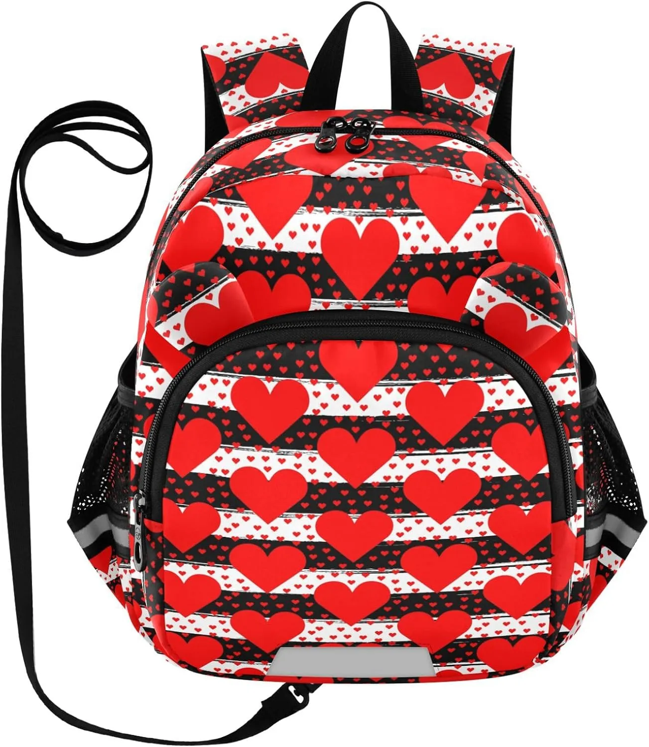 Red Hearts Stripes Black Little Kid Toddler Backpack Baby Boys Girls Kindergarten Pre School Bags Cute Cartoon Backpacks for children
