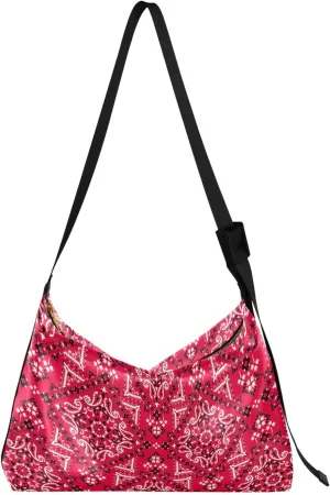 Red Ornament Paisley Hobo Leather Bags for Women Large Designer Purse Premium Animal Print Women Purse Hobo Bags