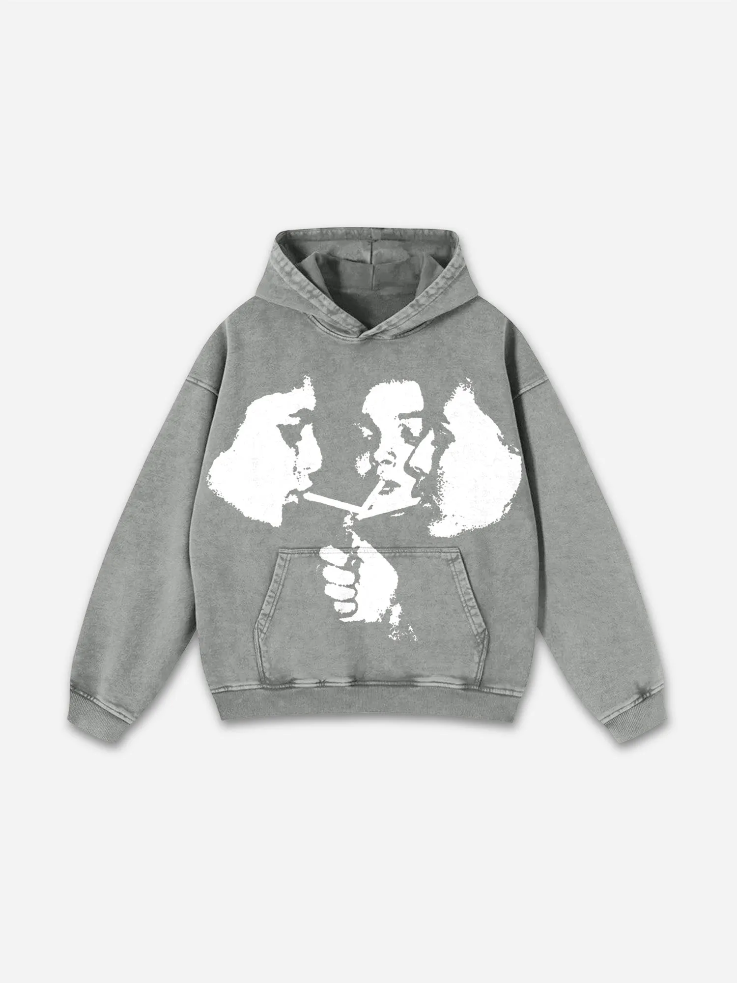 Relaxed Vintage Graphic Casual Street Washed Hoodie