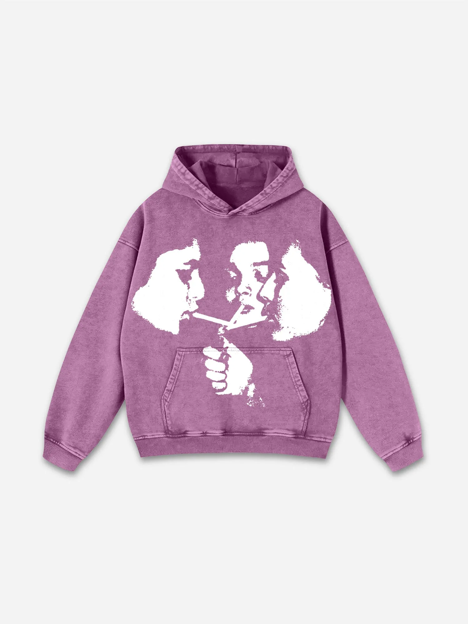 Relaxed Vintage Graphic Casual Street Washed Hoodie