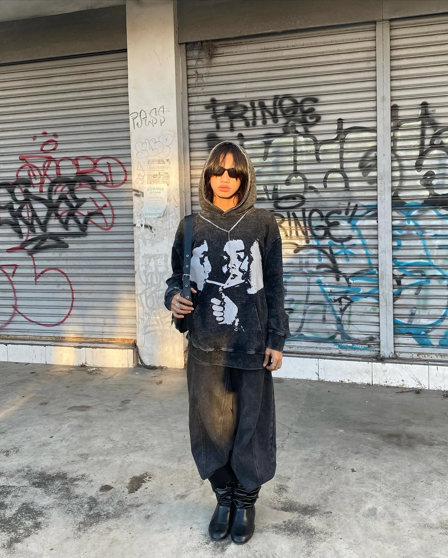 Relaxed Vintage Graphic Casual Street Washed Hoodie