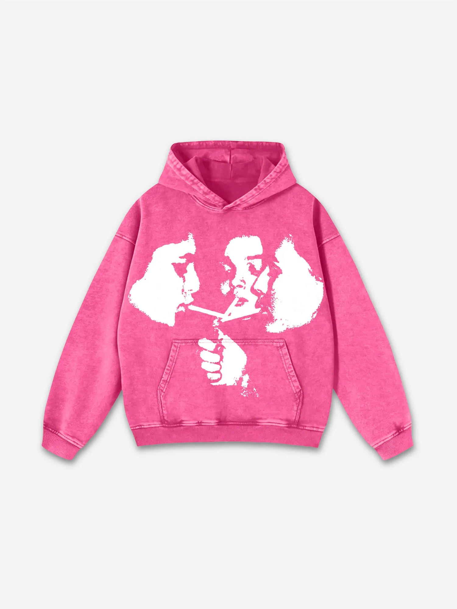 Relaxed Vintage Graphic Casual Street Washed Hoodie
