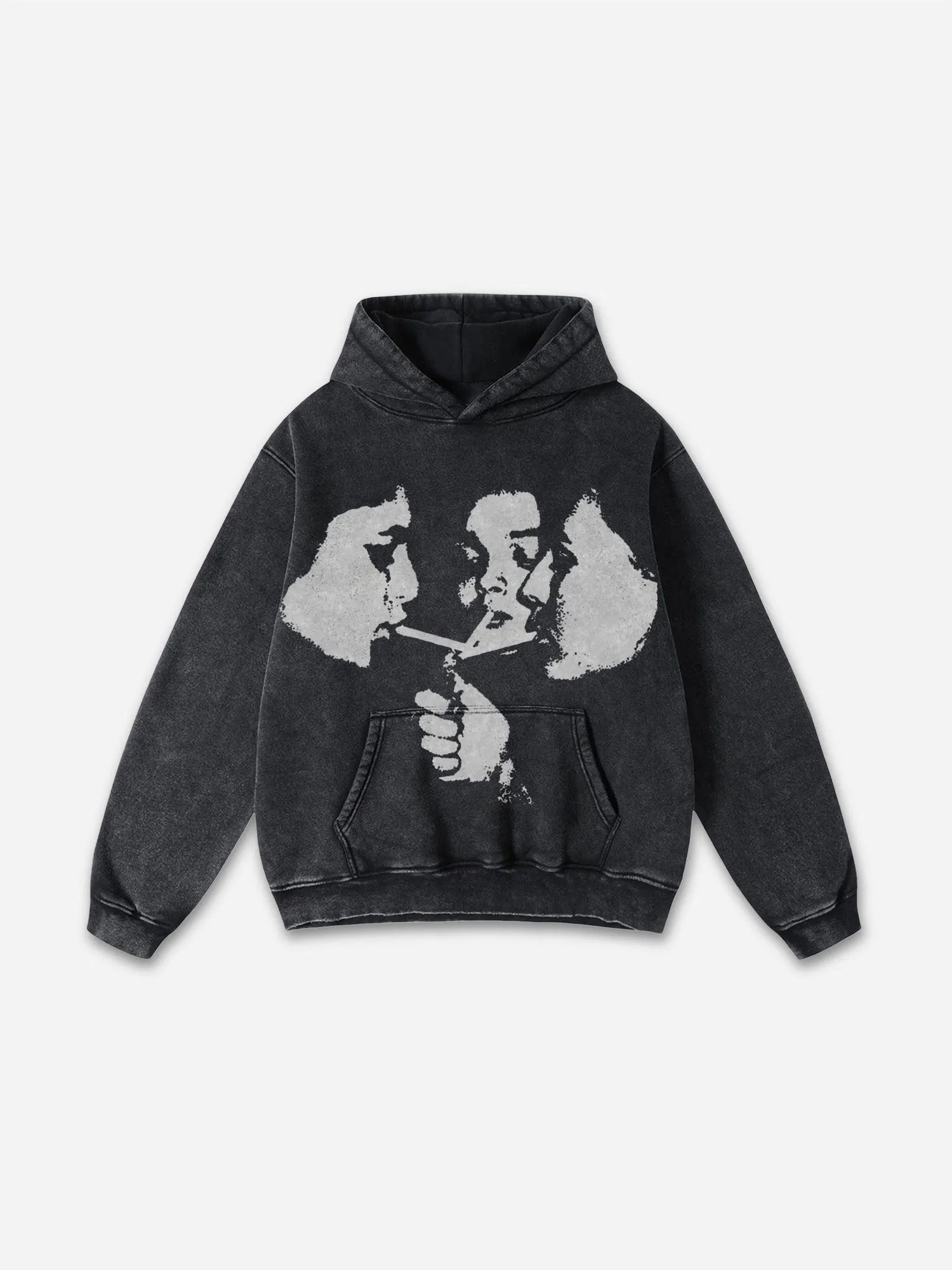 Relaxed Vintage Graphic Casual Street Washed Hoodie