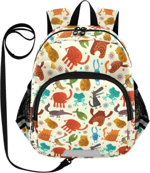 Retro Animals Brown Little Kid Toddler Backpack Baby Boys Girls Kindergarten Pre School Bags Cute Cartoon Backpacks for children