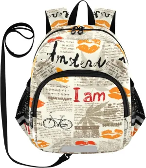 Retro Cute Lips Little Kid Toddler Backpack Baby Boys Girls Kindergarten Pre School Bags Cute Cartoon Backpacks for children
