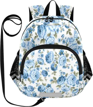 Rose Blue Vintage Flower Little Kid Toddler Backpack Baby Boys Girls Kindergarten Pre School Bags Cute Cartoon Backpacks for children