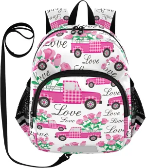 Rose Truck Pattern for Valentine Little Kid Toddler Backpack Baby Boys Girls Kindergarten Pre School Bags Cute Cartoon Backpacks for children