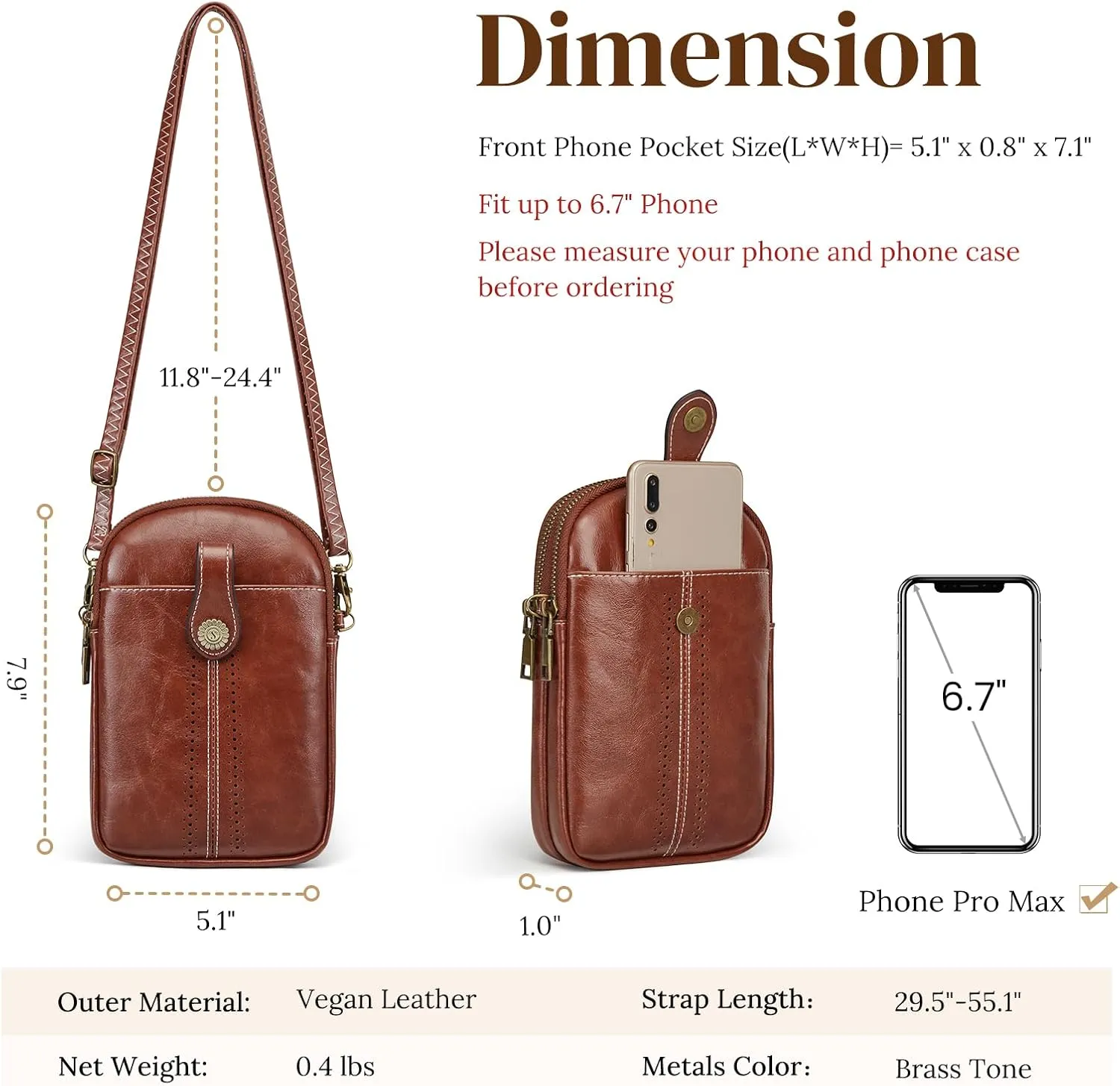 S-ZONE Small Crossbody Bags for Women Trendy RFID Blocking Cell Phone Purse Vegan Leather Shoulder Bag with Card Slots