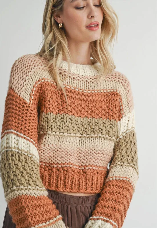 Sadie & Sage - Butter Pecan Chunky Sweater Brick Multi