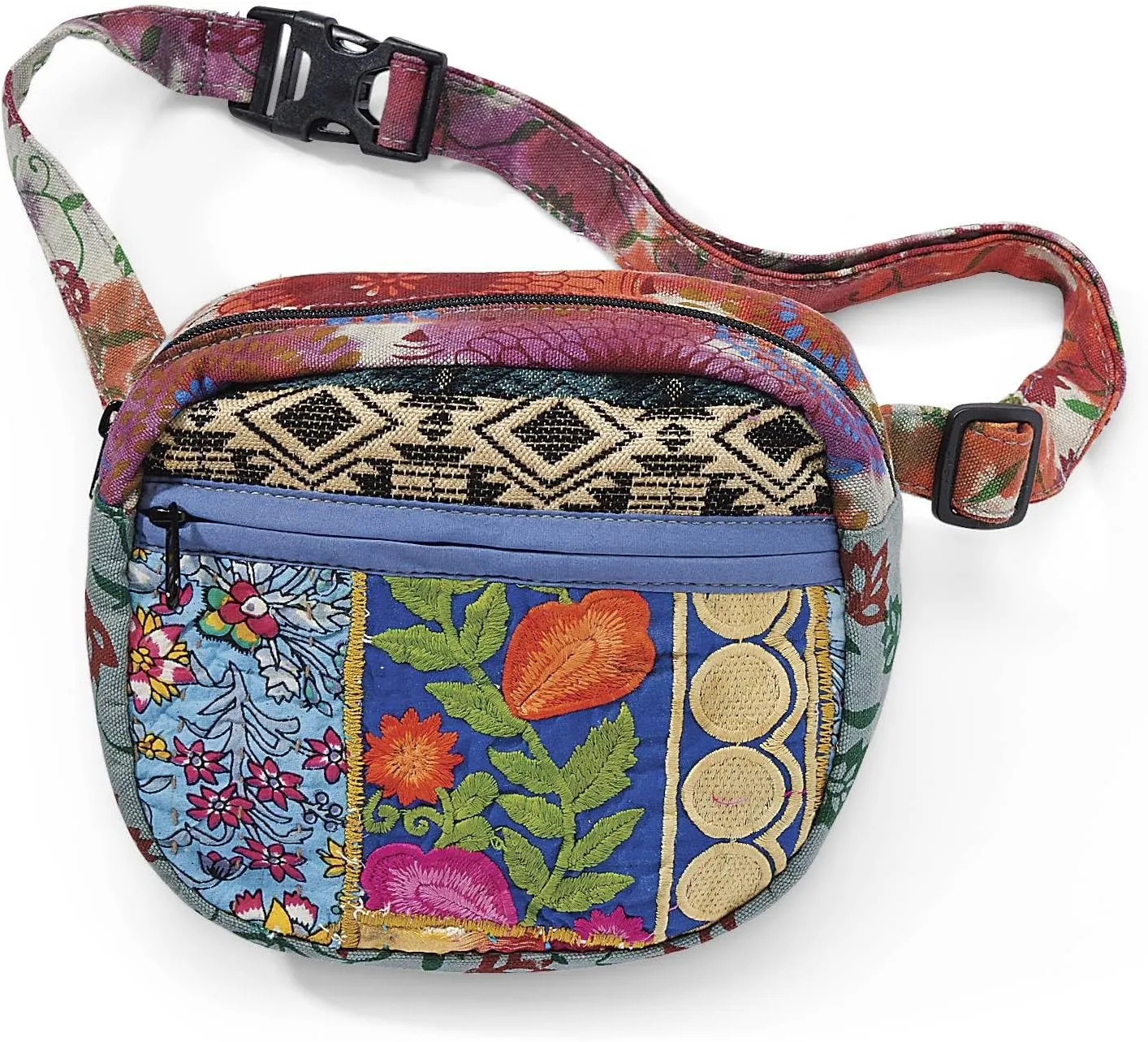 SAGEFINDS Boho Patchwork Belt Bag for Women | Stylish Fanny Pack for Waist | Fashionable Crossbody Everywhere Bag | Adjustable Strap | Designer Purse for Travel, Shopping, Music Festival, Party