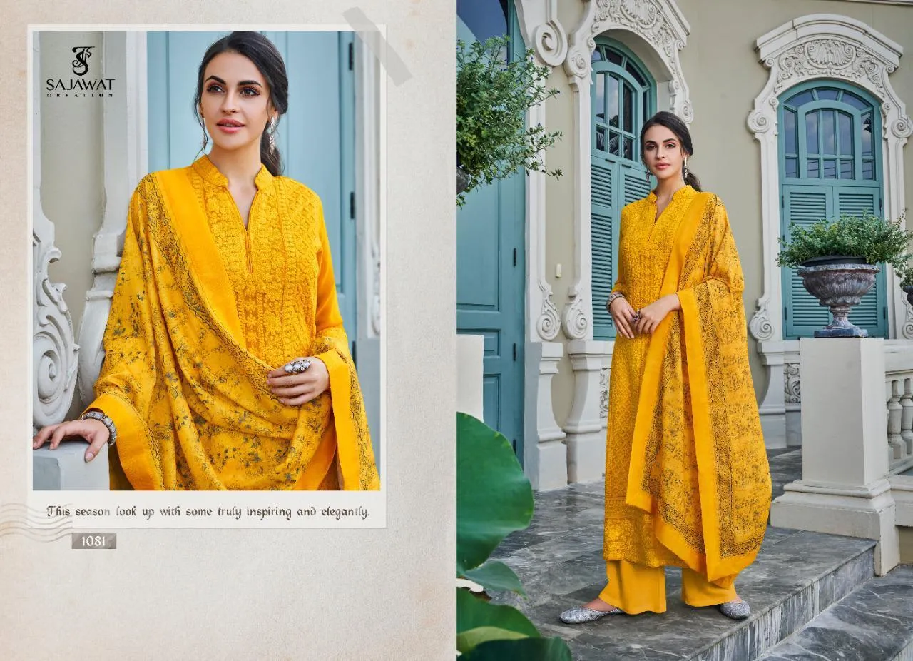 SAJAWAT CREATION LERRISA NX READYMADE LAKHNOWI STYLE STITCHED SUITS