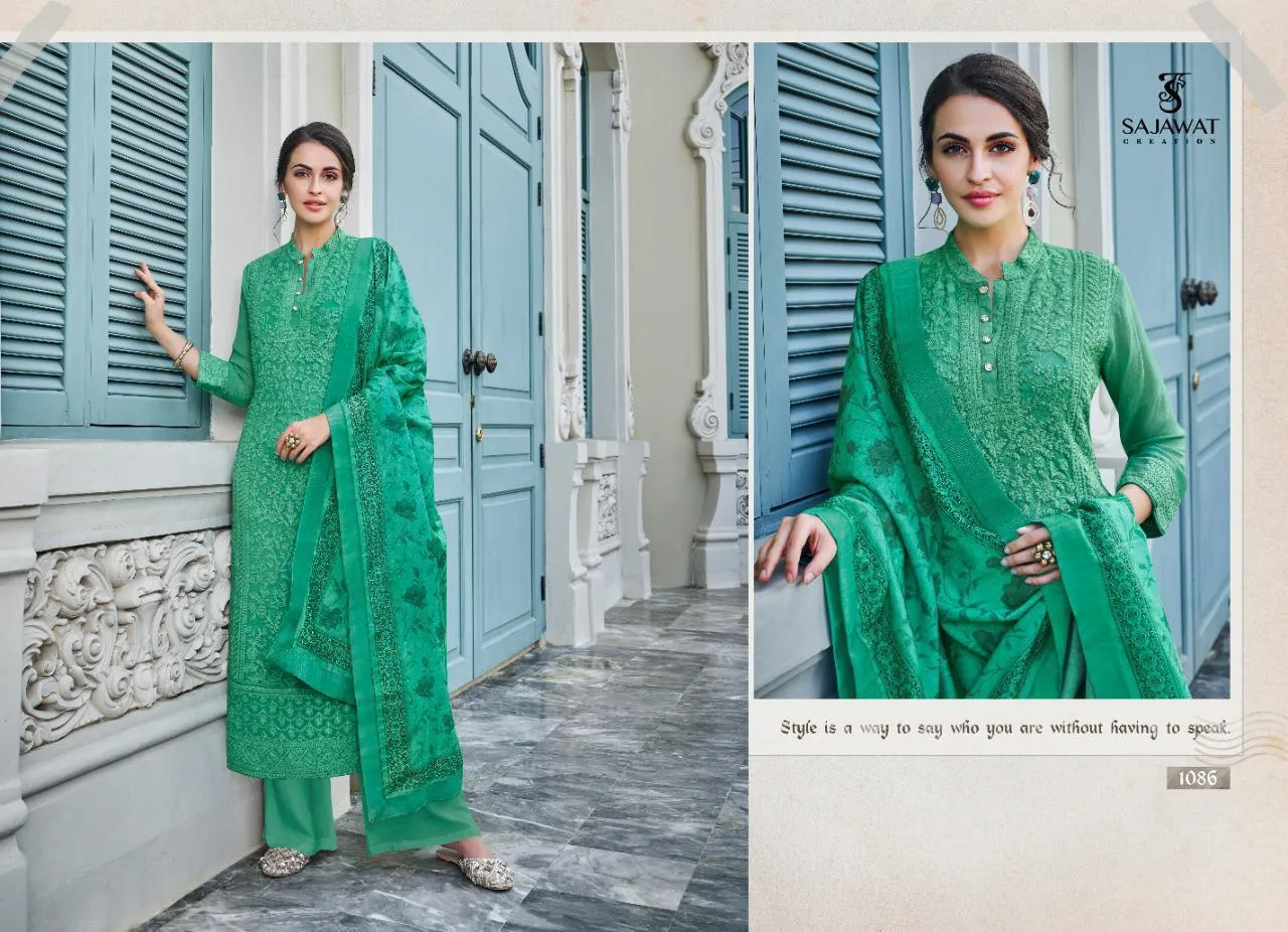 SAJAWAT CREATION LERRISA NX READYMADE LAKHNOWI STYLE STITCHED SUITS