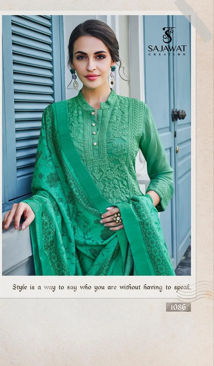 SAJAWAT CREATION LERRISA NX READYMADE LAKHNOWI STYLE STITCHED SUITS