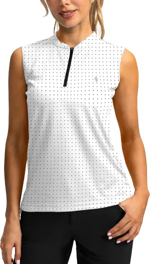 SANTINY Women's Sleeveless Golf Shirt Zip Up Tennis Lightweight Quick Dry Tank Tops Polo Shirts for Women