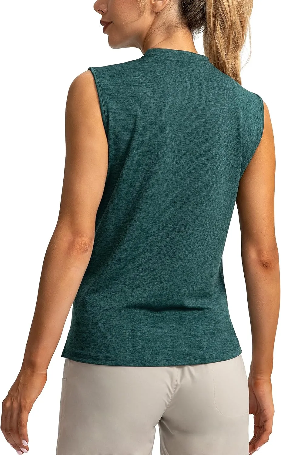 SANTINY Women's Sleeveless Golf Shirt Zip Up Tennis Lightweight Quick Dry Tank Tops Polo Shirts for Women