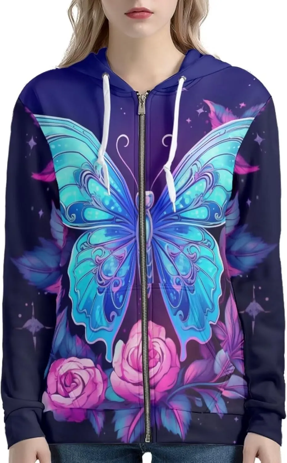 Showudesigns Women's Clothing Zip Up Hoodies XS-5XL Fashion Sweatshirts Clothes Fall Pullover Tops