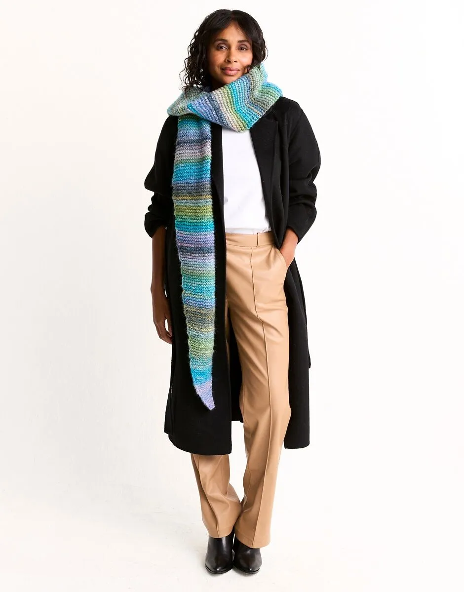 Sirdar STRATA TIE-STYLE SCARF KNITTING PATTERN IN JEWELSPUN WITH WOOL CHUNKY 10807