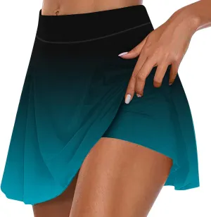 Skirts for Women Trendy Gradient Workout Sports Skirt Tummy Control Skirt Elastic High Waisted Casual Mini Skirt