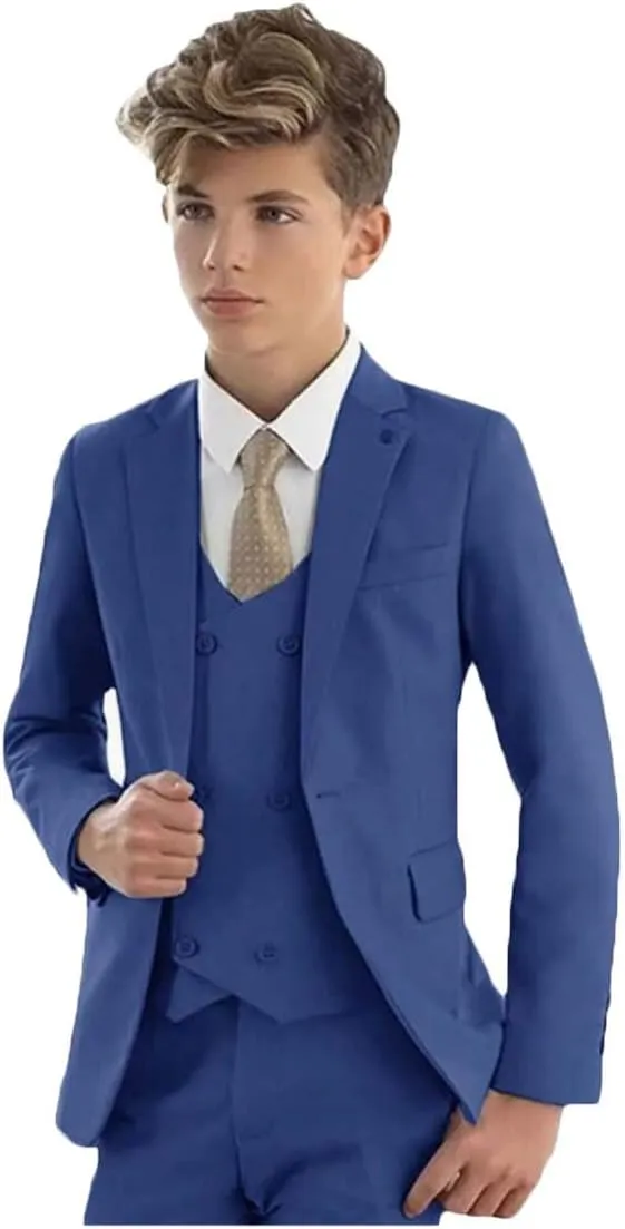 Slim Fit Suit for Boys Peak Lapel Boys Formal Suit Set Blazer Vest Pants Boys Party Suit Wedding Tuxedos