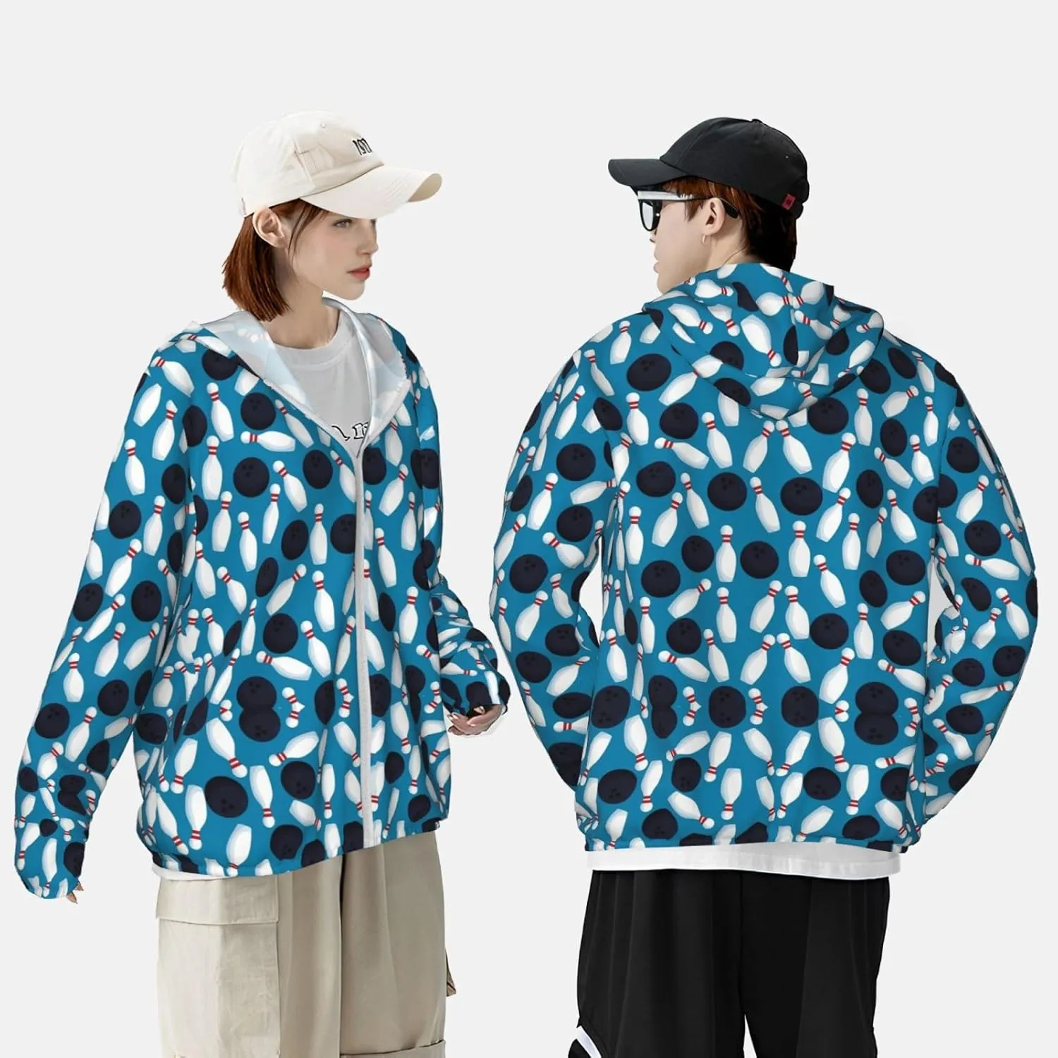 Soccer Ball Football Sun Protection Hoodie Long Sleeve Full Zip Shirts Jacket With Pockets For Outdoor Running