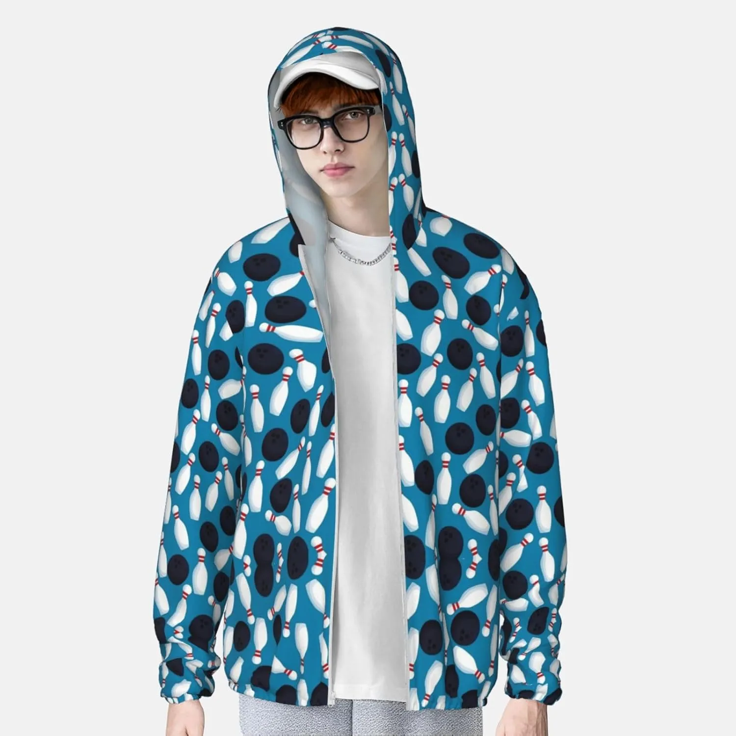 Soccer Ball Football Sun Protection Hoodie Long Sleeve Full Zip Shirts Jacket With Pockets For Outdoor Running
