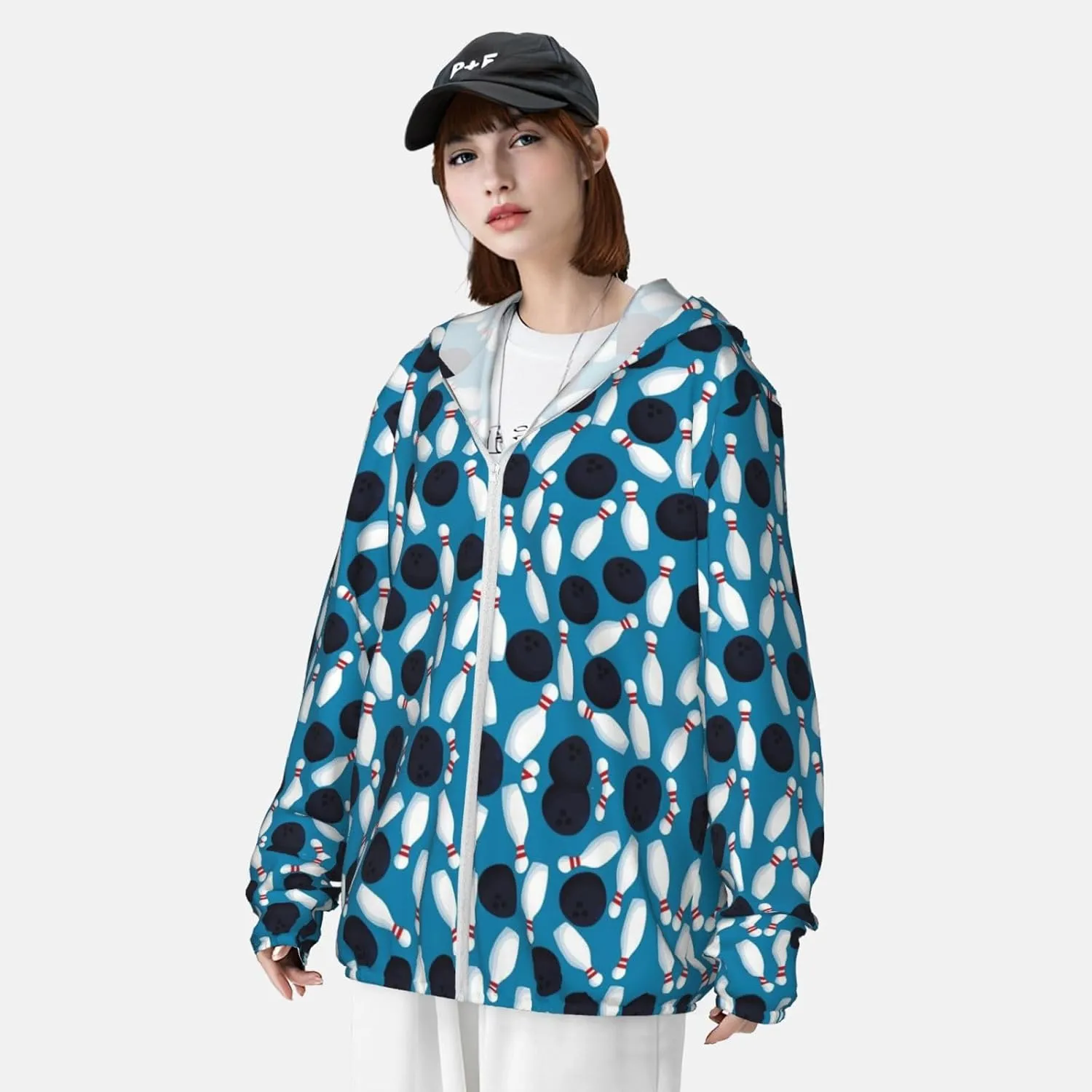 Soccer Ball Football Sun Protection Hoodie Long Sleeve Full Zip Shirts Jacket With Pockets For Outdoor Running