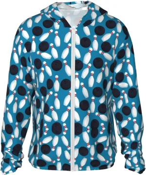 Soccer Ball Football Sun Protection Hoodie Long Sleeve Full Zip Shirts Jacket With Pockets For Outdoor Running