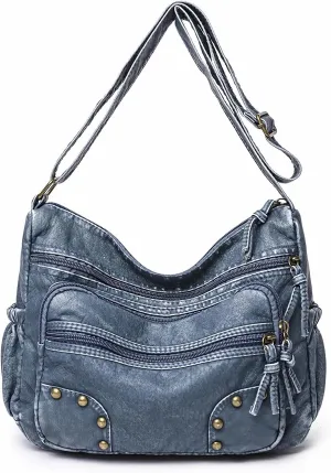 Soft Leather Handbag for Women Multi-Pocket Crossbody Bag Waterproof Shoulder Bag Ladies Casual Messenger Bags
