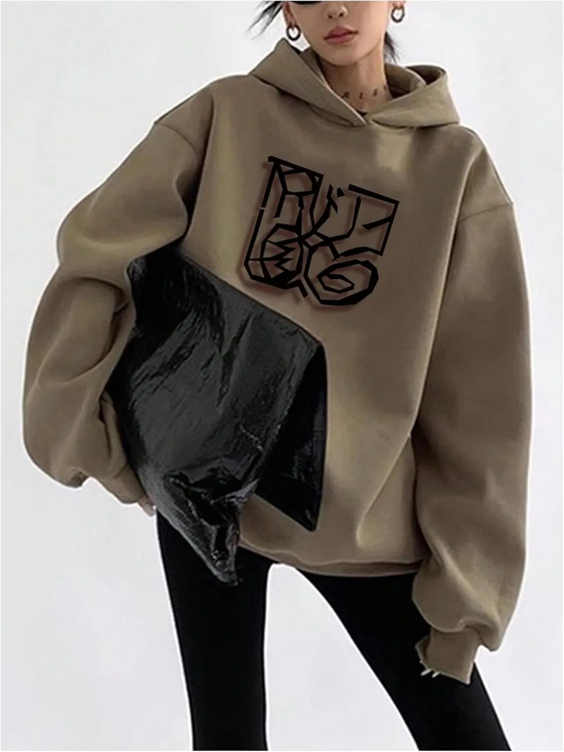 SOLY HUX Women's Oversized Hoodies Graphic Print Drop Shoulder Long Sleeve Sweatshirt Pullover Tops